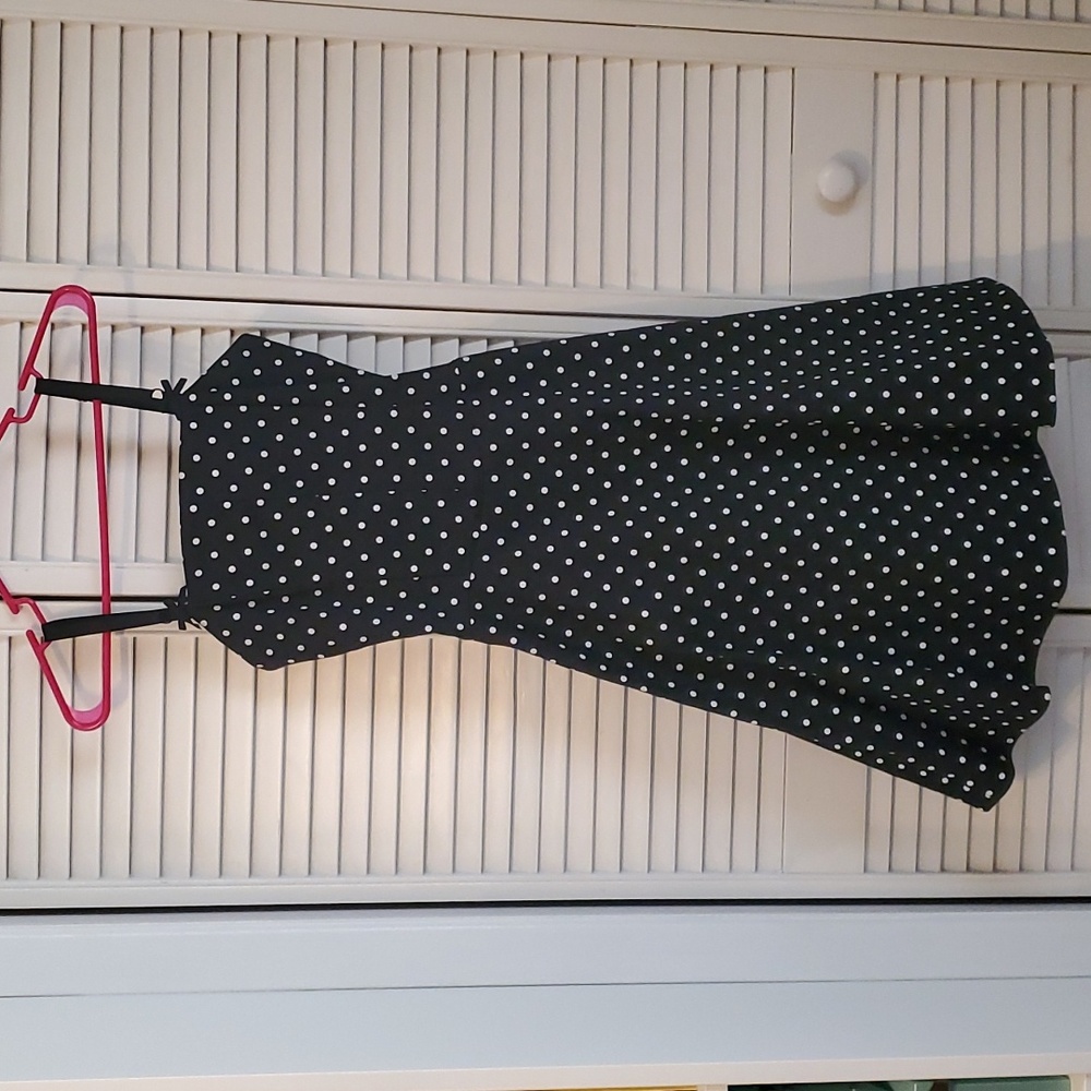 Super Low Fat Black White Polka Dot Pinup Circle Dress Size Small